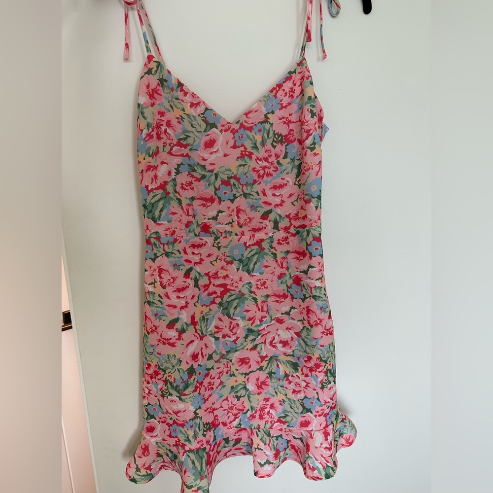 LPA Pink Floral Print Mini Dress